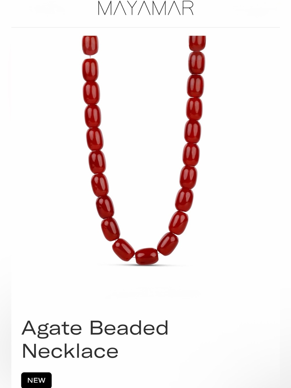 Neutral Red Agate Stone Beaded Necklace